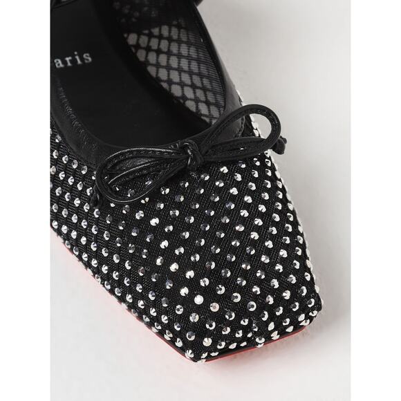 Christian Louboutin Mamastrapitina Flat Black Crystal Mesh Ballet Ballerina 38.5 - Picture 8 of 16